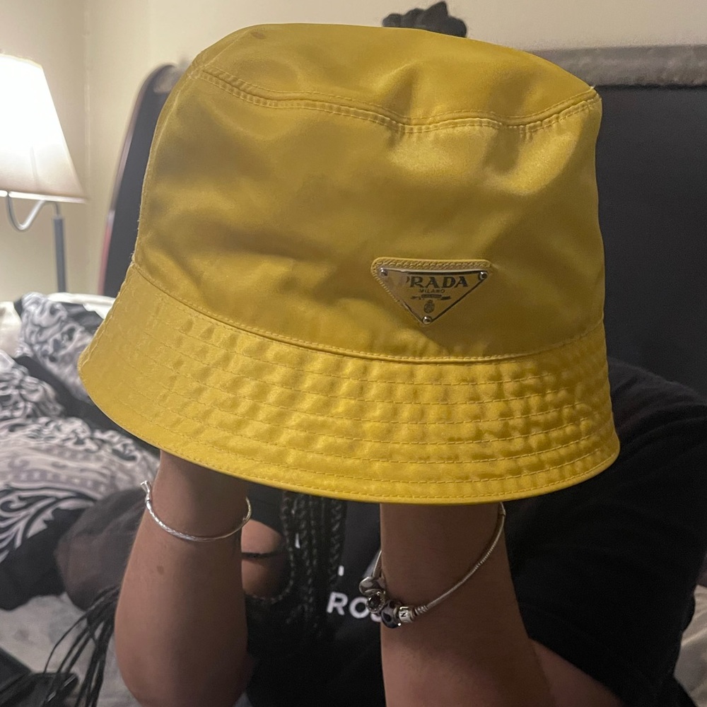 Yellow Prada bucket has a small stain on top